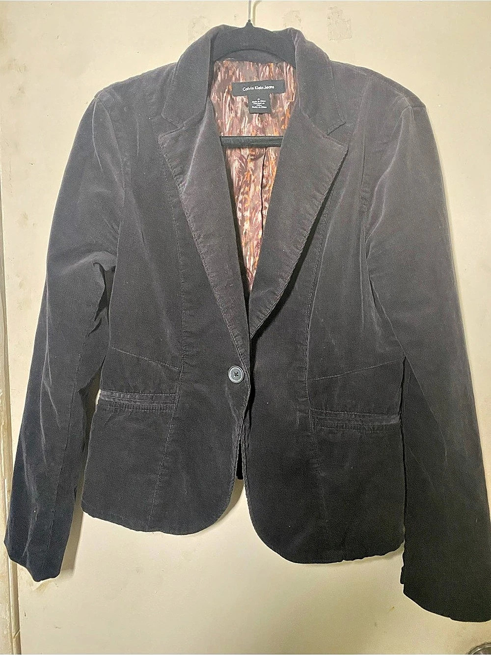 Calvin Klein Jeans Black Abstract-Lining Blazer Size Medium